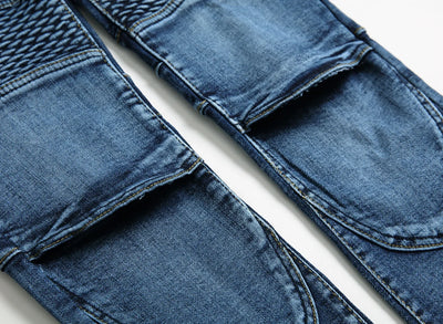 Jeans Men Long Pencil Pants Denim Pant High Waist Slim Fit Simple Zipper Splice Casual Regular Autumn Winter Straight Trousers