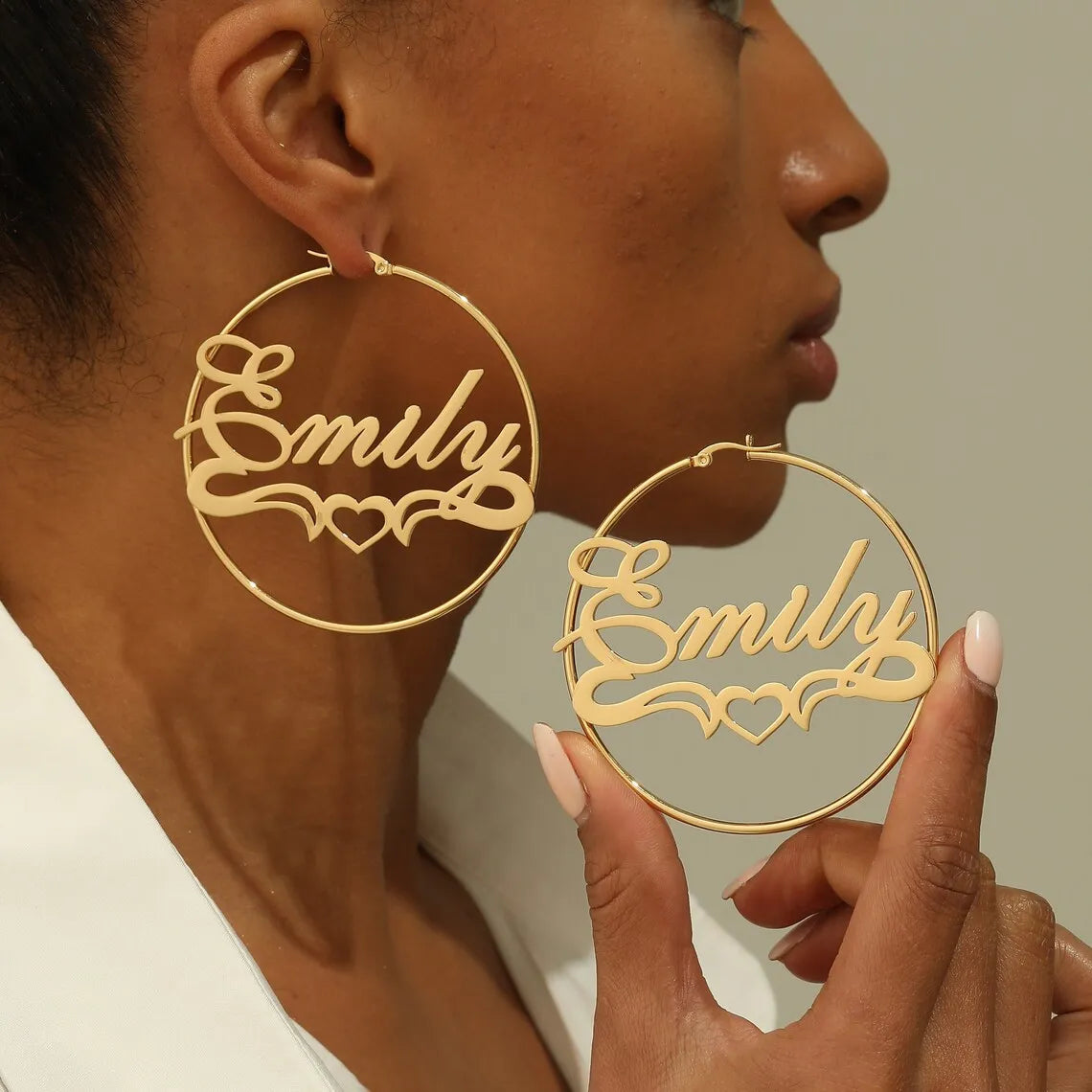 Custom Heart Name Hoop Earrings For Women Girl Jewelry Personalized Stainless Steel 70MM Nameplate Earrings Best Friends Gifts