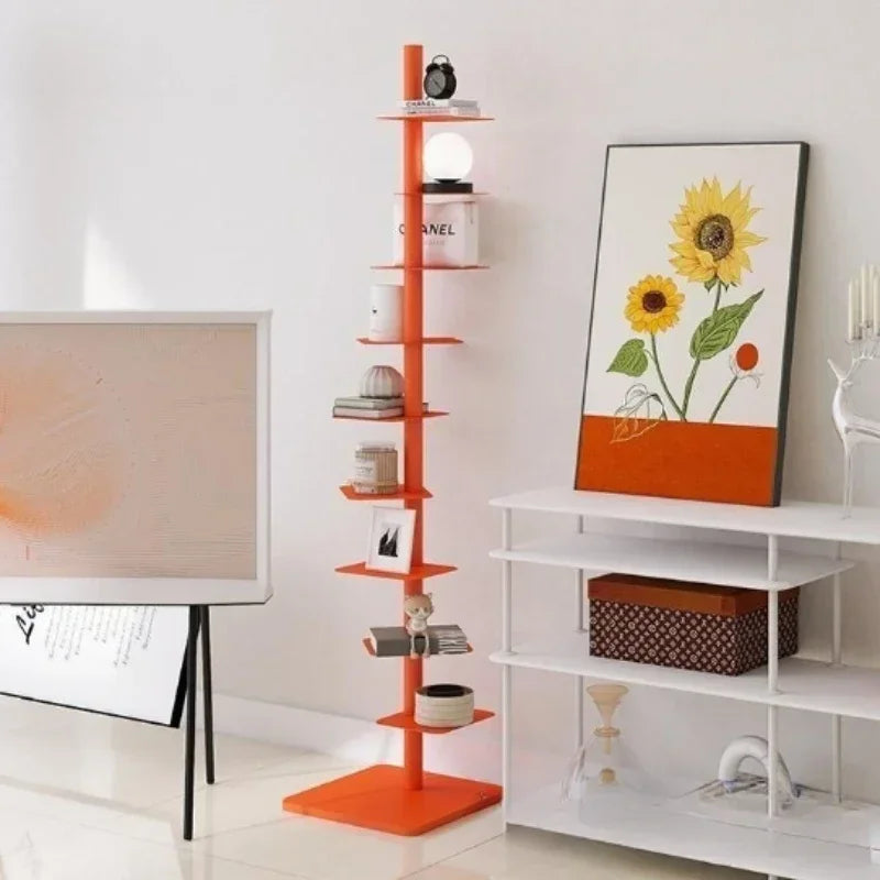 9- Layers Creative Bookcases Iron Rotating Invisible Spiral Bookshelf Living Room Display Shelf Household Corner Room Furniture