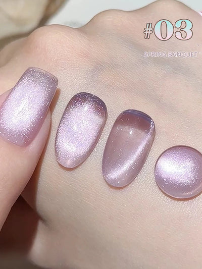 1-24pcs ZH Spring Summer Nails Red Champagne Gold Cat's Eye Gel Nail Polish Nail Art Versatile Popular Whitening Nail Supplies