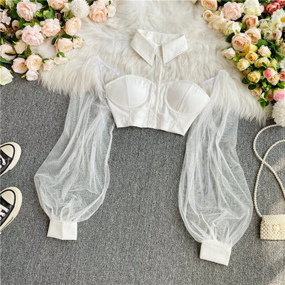 Autumn 2024 Women's Short Shirts Exposed Navels  fashion Sexy Slim Versatile Personalized hanging Neck  Off Shoulder Tops