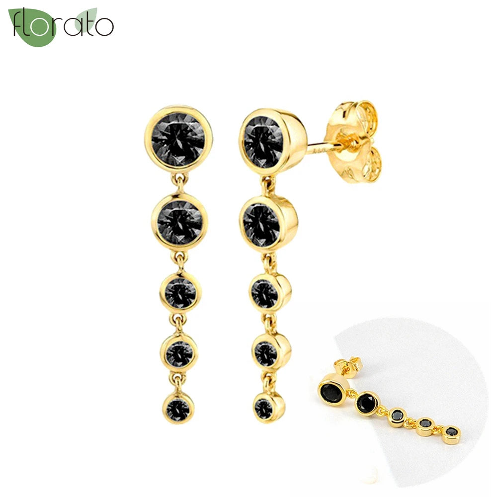 925 Sterling Silver Needle Fashion Round Pendant Small Earrings Luxury Gold Hoop Earrings for Women Premium Black Jewelry Gifts
