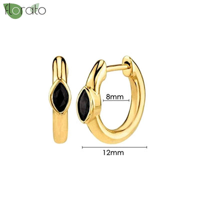 925 Sterling Silver Needle Fashion Round Pendant Small Earrings Luxury Gold Hoop Earrings for Women Premium Black Jewelry Gifts