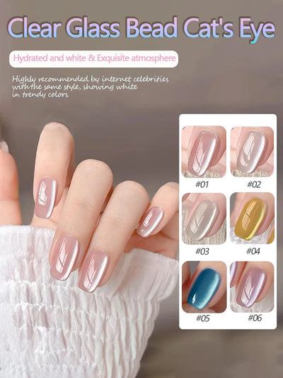 1-24pcs ZH Spring Summer Nails Red Champagne Gold Cat's Eye Gel Nail Polish Nail Art Versatile Popular Whitening Nail Supplies