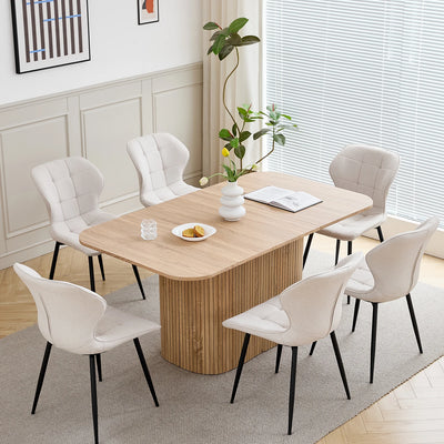 Nordic Solid Wood Dining Table, Corrugated Base Home Dining Table, Simple Kitchen / Dining Table, for 4 - 6 People