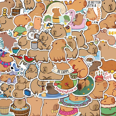 10/30/50pcs Kawaii Capybara Cartoon Stickers Aesthetic Decorative Phone Case Stationery Laptop Waterproof Kids DIY Sticker Toys