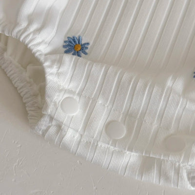 Summer New Newborn Baby Girl Clothes Summer Romper Short-Sleeved Home Clothing Jumpsuit Flower Embroidery Toddler Bodysuit