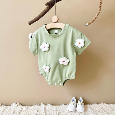 New Summer Infant Short Sleeve Romper Baby Triangle Bodysuit Clothes Baby Girl Jumpsuit Love Cloud Pattern Cartoon Boy 0-18M