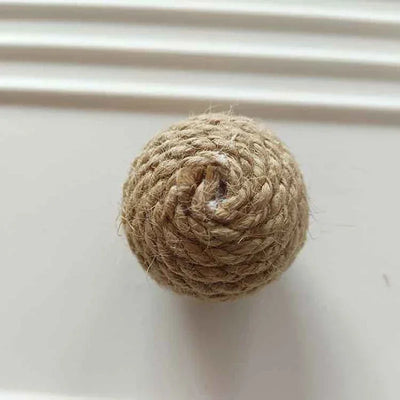 10pcs Solid Colored Sisal Ball Cat Teasing Toy Ball Self Hi  Grinding Teeth Durable Cat Teasing Stick Cat Making Sound Bell Ball