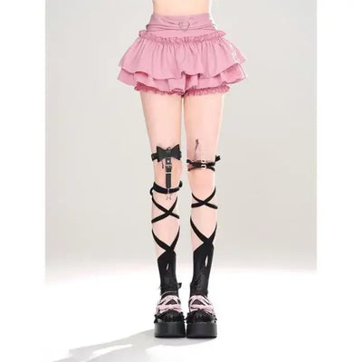 Pink A- line Mini Skirt Women's Summer 2024 New Style Puffy Slimming Cake Skirt A- line Pleated Dress Lightweight Fashion