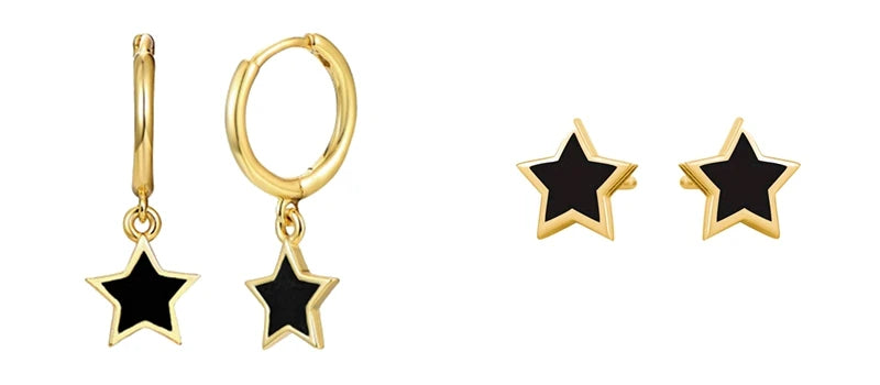 925 Sterling Silver Needle Fashion Round Pendant Small Earrings Luxury Gold Hoop Earrings for Women Premium Black Jewelry Gifts