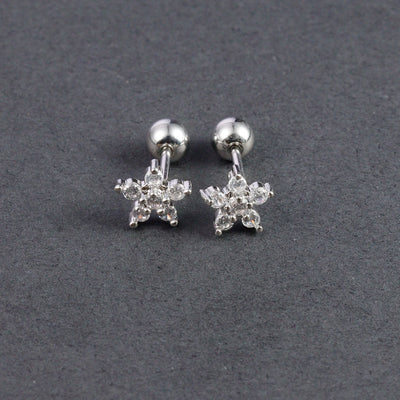 Fashion Multicolor Zircon Crystal Small Hoop Earrings Women Stainless Steel Flower Square Cartilage Earring Piercing Jewelry