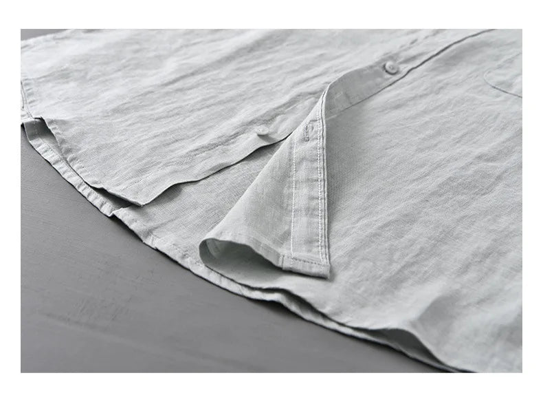 2025 Summer New Breathable Thin 100% Linen Short Sleeve Shirt for Men Casual Turn-down Collar Classic Shirt DC927