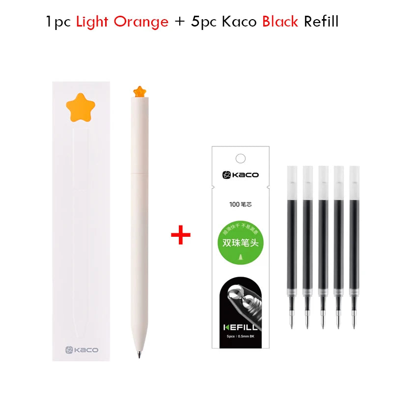 KACO Kawaii Rotate Gel Pens Stationery Caneta 문구용품 0.5MM Black Ink канцелярия Fluent Writing High Capacity for School Office ﻿