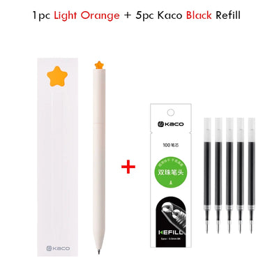 KACO Kawaii Rotate Gel Pens Stationery Caneta 문구용품 0.5MM Black Ink канцелярия Fluent Writing High Capacity for School Office ﻿