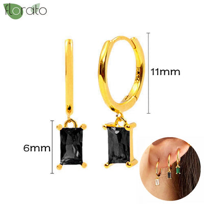 925 Sterling Silver Needle Fashion Round Pendant Small Earrings Luxury Gold Hoop Earrings for Women Premium Black Jewelry Gifts