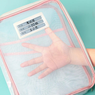 3 Layers Stationery Storage Bag Stationery Mesh Zipper Bag File Folders Large Capacity Storage Bags School Office Organizer 파우치