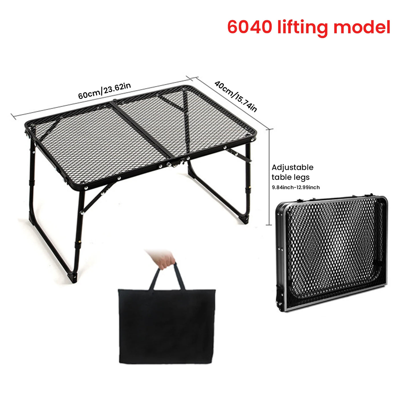 Camping Table Iron Mesh Folding Table Portable Outdoor Camping With Lifting Shelf Mesh Folding Table Outdoor Foldable Table