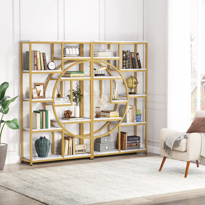 Bookshelf Industrial 5 Tier Etagere Bookcase, Freestanding Tall Bookshelves Display Shelf Storage Organizer
