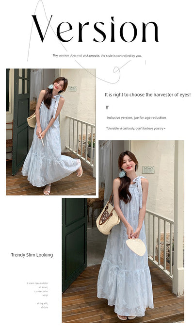 Lazy Vacation Style Dress Summer Elegant Halter