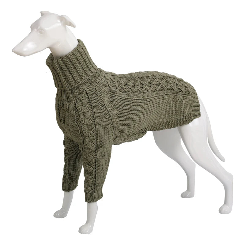 Turtleneck Twist Knitted Sweater for Dogs, Italian Greyhound Whippet, Warm Dog Coat, Dog's Winter Clothing