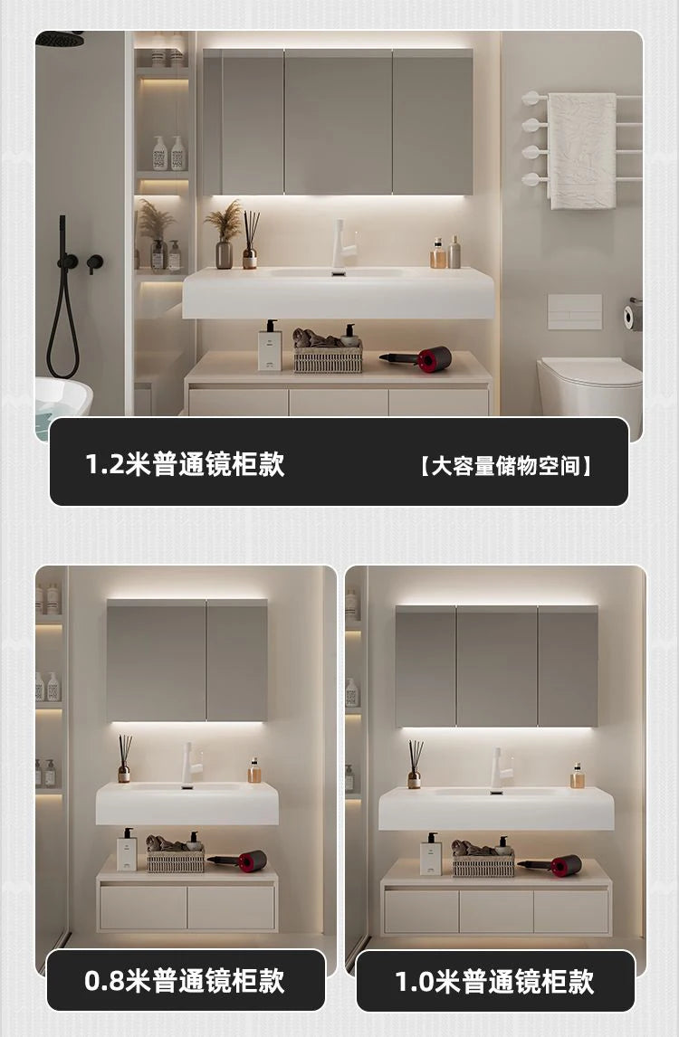 Bathroom Furniture Skin Sensor Bathroom Vanity Cabinet With Sink And Mirror Integrated Arc Washing Table Combination To Wash