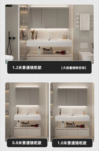 Bathroom Furniture Skin Sensor Bathroom Vanity Cabinet With Sink And Mirror Integrated Arc Washing Table Combination To Wash