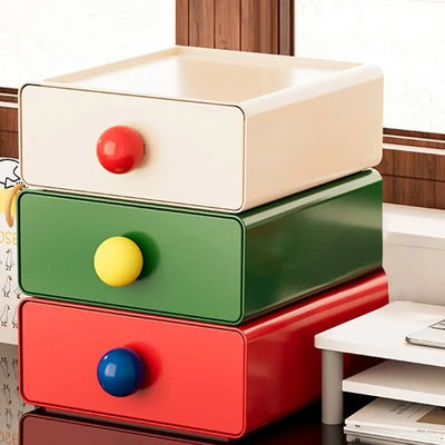 Large Capacity Desk Organizer Box Dopamine Dust-proof Cosmetics Storage Box Stackable Desktop Storage Boxes Drawer Home Office
