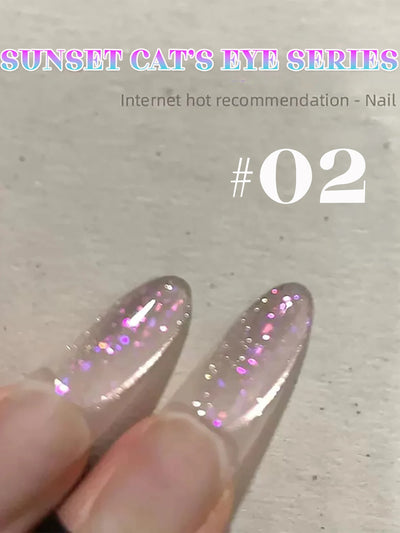 1-24pcs ZH Spring Summer Nails Red Champagne Gold Cat's Eye Gel Nail Polish Nail Art Versatile Popular Whitening Nail Supplies