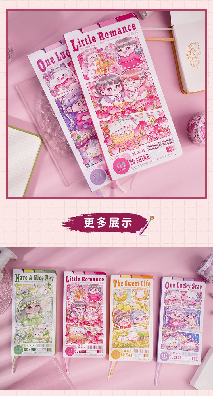 Etori Life Cute Cartoon Girl Notebook Creative Kawaii Student Stationery DIY Drawing Book，Notepad, Line book，Grid Notebook