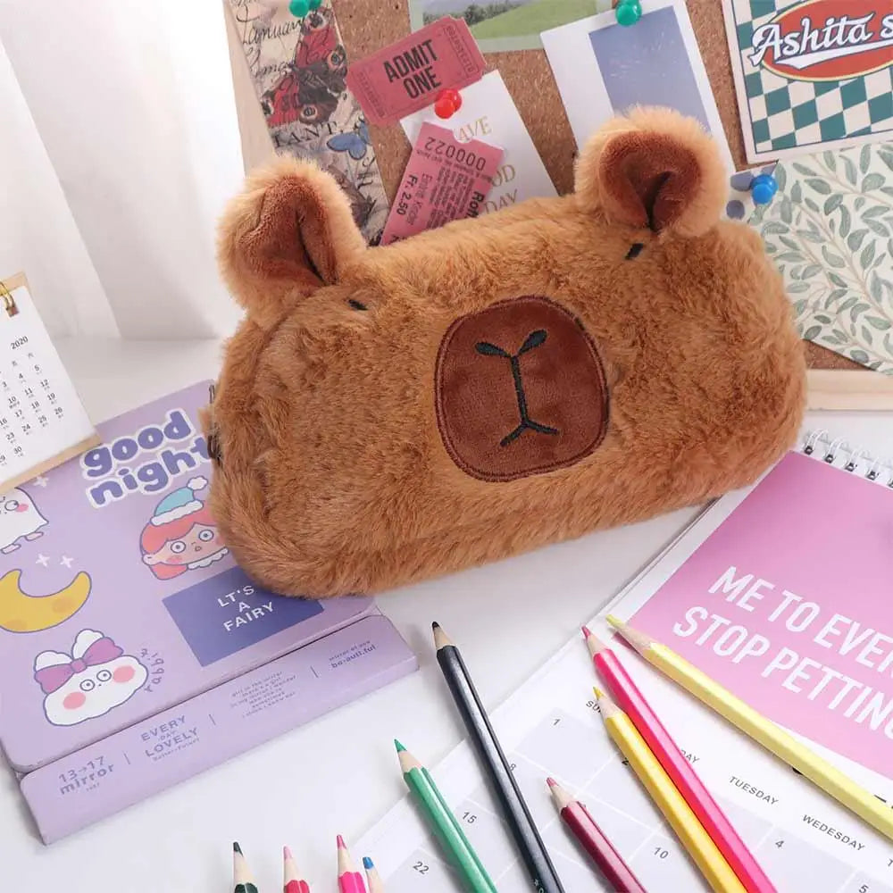 Cute Capybara Pencil Case for Boy Girl Large Storage Pencil Box School Accessories