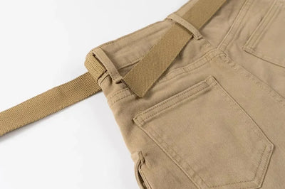 Women's Summer High Waisted Stretchy Denim Shorts Korean Cargo Style Slim Fit Ultra Short Hot Pants with Large Pockets for Dance