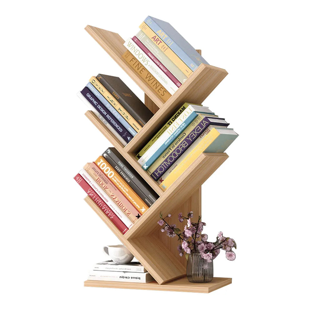 Rustic Standing Tree Bookshelf Wood Display Rack For Home Office Decoration Storage Organizer Shelf Bookcase