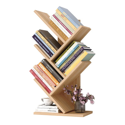 Rustic Standing Tree Bookshelf Wood Display Rack For Home Office Decoration Storage Organizer Shelf Bookcase