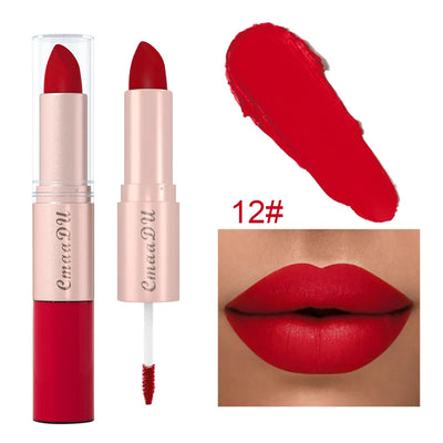 2 In 1 Double-ended Lipstick Lip Liner Pen Matte Pigment Non-stick Cup Skin Color 24H Lasting Waterproof Makeup Beauty Cosmetics