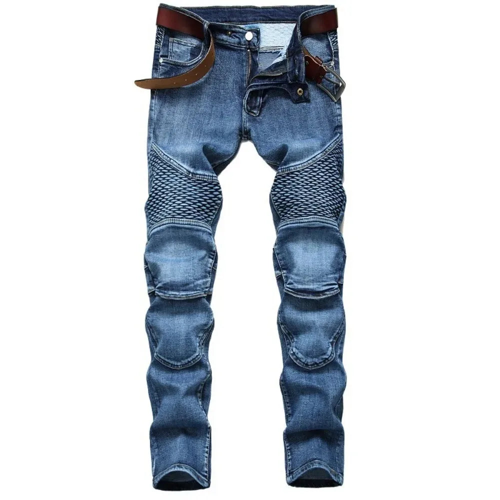 Jeans Men Long Pencil Pants Denim Pant High Waist Slim Fit Simple Zipper Splice Casual Regular Autumn Winter Straight Trousers