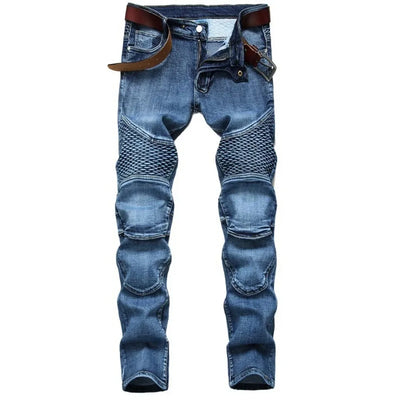 Jeans Men Long Pencil Pants Denim Pant High Waist Slim Fit Simple Zipper Splice Casual Regular Autumn Winter Straight Trousers