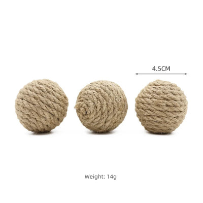 10pcs Solid Colored Sisal Ball Cat Teasing Toy Ball Self Hi  Grinding Teeth Durable Cat Teasing Stick Cat Making Sound Bell Ball