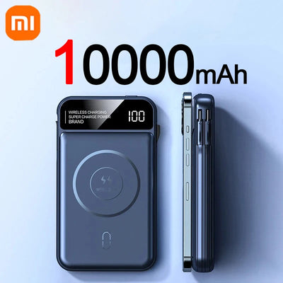 Xiaomi Emergency 50000mah Wireless Charging Power Bank Magnetic Charging Built-in Wire Mobile Phone Battery For IPhone Magsafe