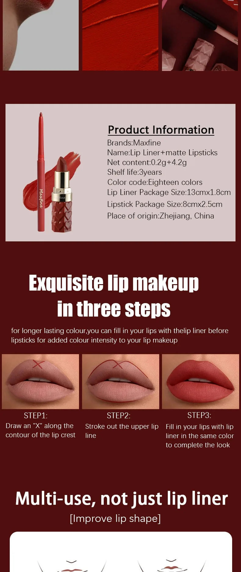 Velvet Matte Lip Liner Lipstick Pen Set Waterproof Long Lasting Sexy Red Contour Tint Lipstick Non-stick Cup Lipliner Pen Makeup