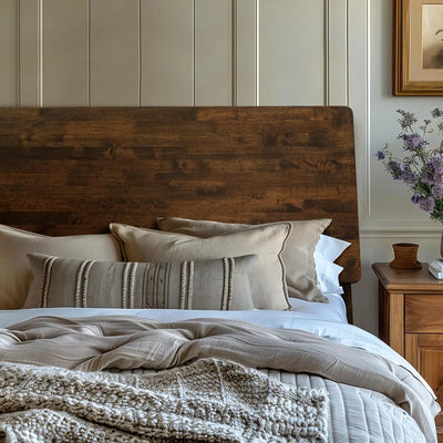 Acacia Serenity King Size Bed Frame, King Bed Frame with Headboard 800 lbs Capacity Natural Wood Bed All Mattress Support