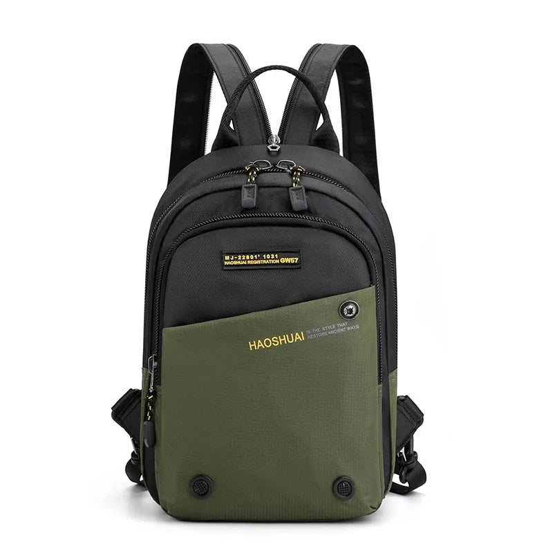 Men Nylon Small Backpack Rucksack  Multi-Functional Casual Travel Male Messenger Cross Body Chest Bags Knapsack Daypack