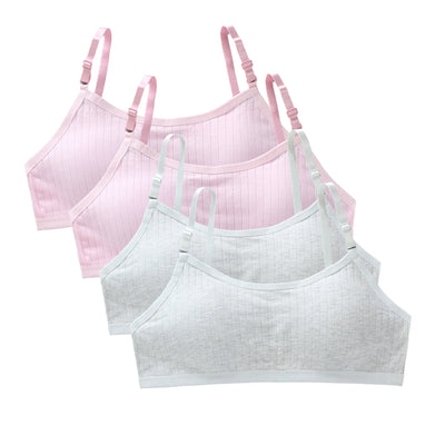 4pcs/Lot Teenage Girls Training Bras Seamless Middle High School Students Vest Bra Kids Children Back Buckle Bra Teens Underwear
