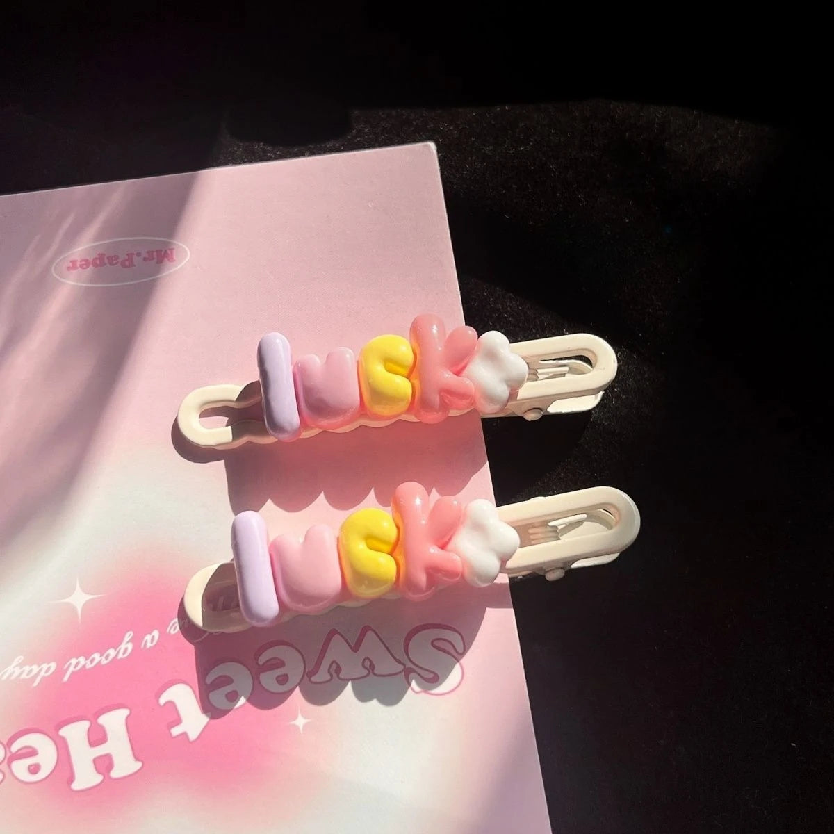 Lucky Dopamine Y2K Sweet Girly Hair Clips for Women Pastel Cream Cute Side Bangs Barrettes Hair Accessories for Kids BB Duckbill