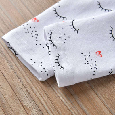2pcs Infant Baby Girls Clothes Fashion Printed Cotton Long Sleeve Romper Jumpsuit with Headband Newborn Clothing for 0-18month