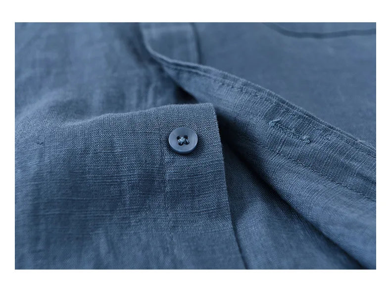 2025 Summer New Breathable Thin 100% Linen Short Sleeve Shirt for Men Casual Turn-down Collar Classic Shirt DC927