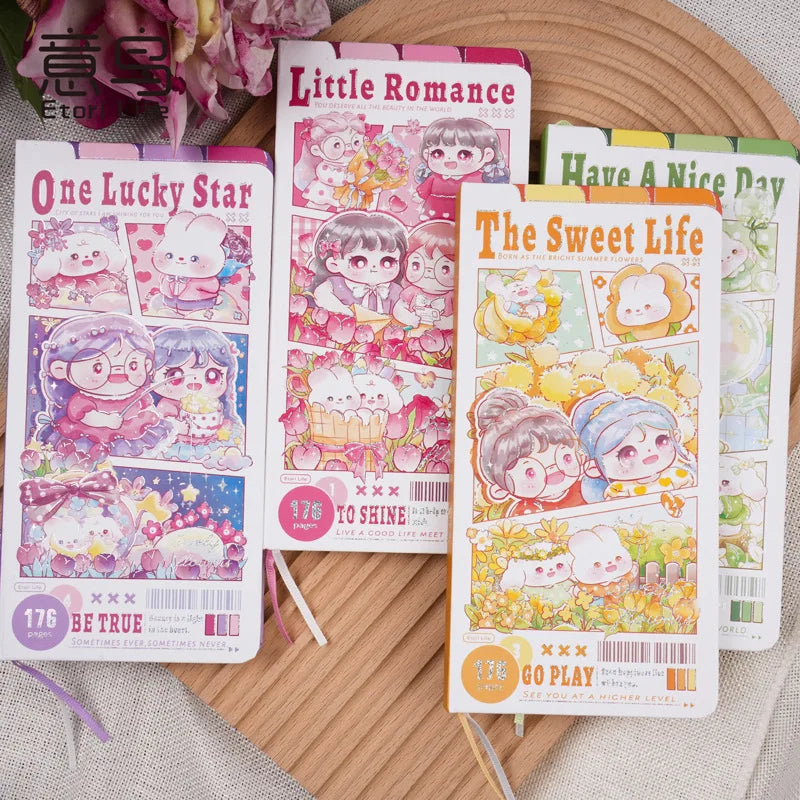 Etori Life Cute Cartoon Girl Notebook Creative Kawaii Student Stationery DIY Drawing Book，Notepad, Line book，Grid Notebook