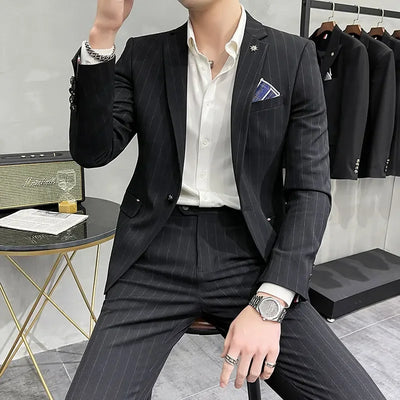 High-Quality Two-Piece Groom Wedding Suit Business Casual Banquet Costume for Men Luxury Ensemble with Trousers
