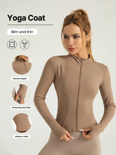 Jackets Women Coat Moisture Wicking Fitness Jackets Yoga Coat Women Shacket Stretchy Running Wear Slim Fit Sports Outerwear