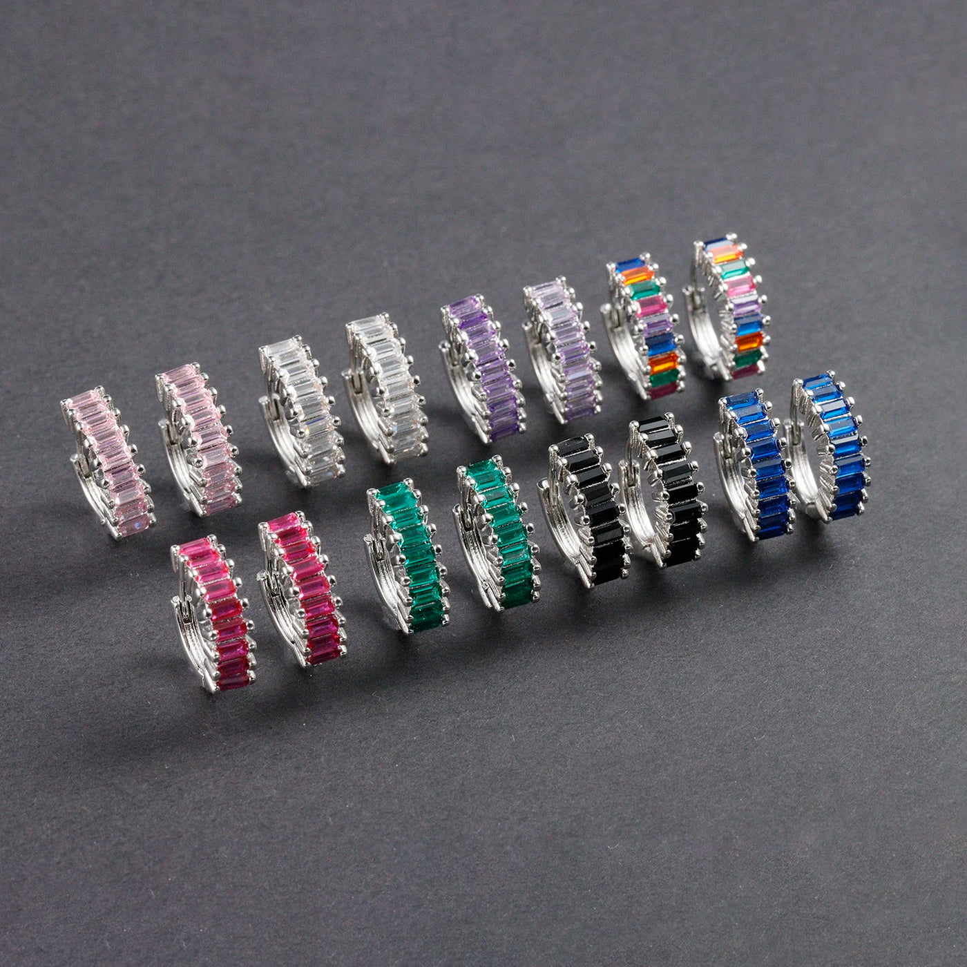 Fashion Multicolor Zircon Crystal Small Hoop Earrings Women Stainless Steel Flower Square Cartilage Earring Piercing Jewelry